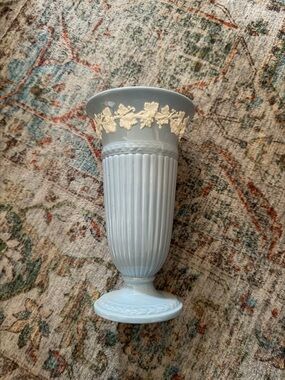 Wedgwood Embossed Queensware Trumpet Vase Blue